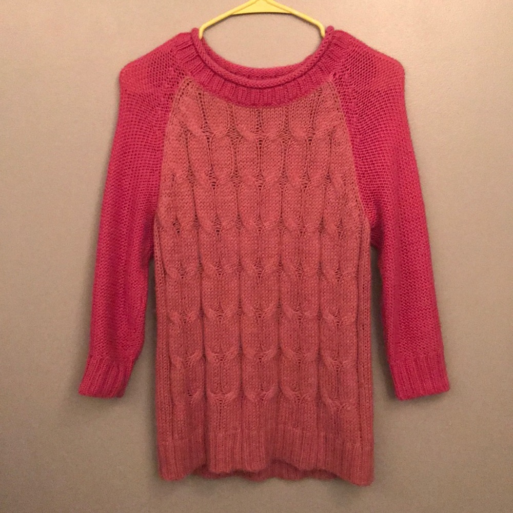 Pink thick-knit sweater